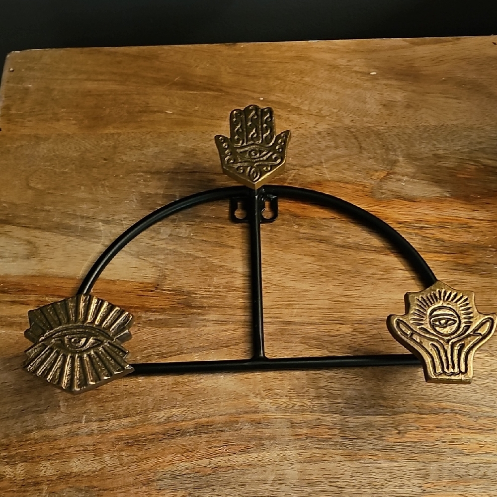 World Market Decorative Gold and Black Wall Hooks  Hand, Eye, Protection